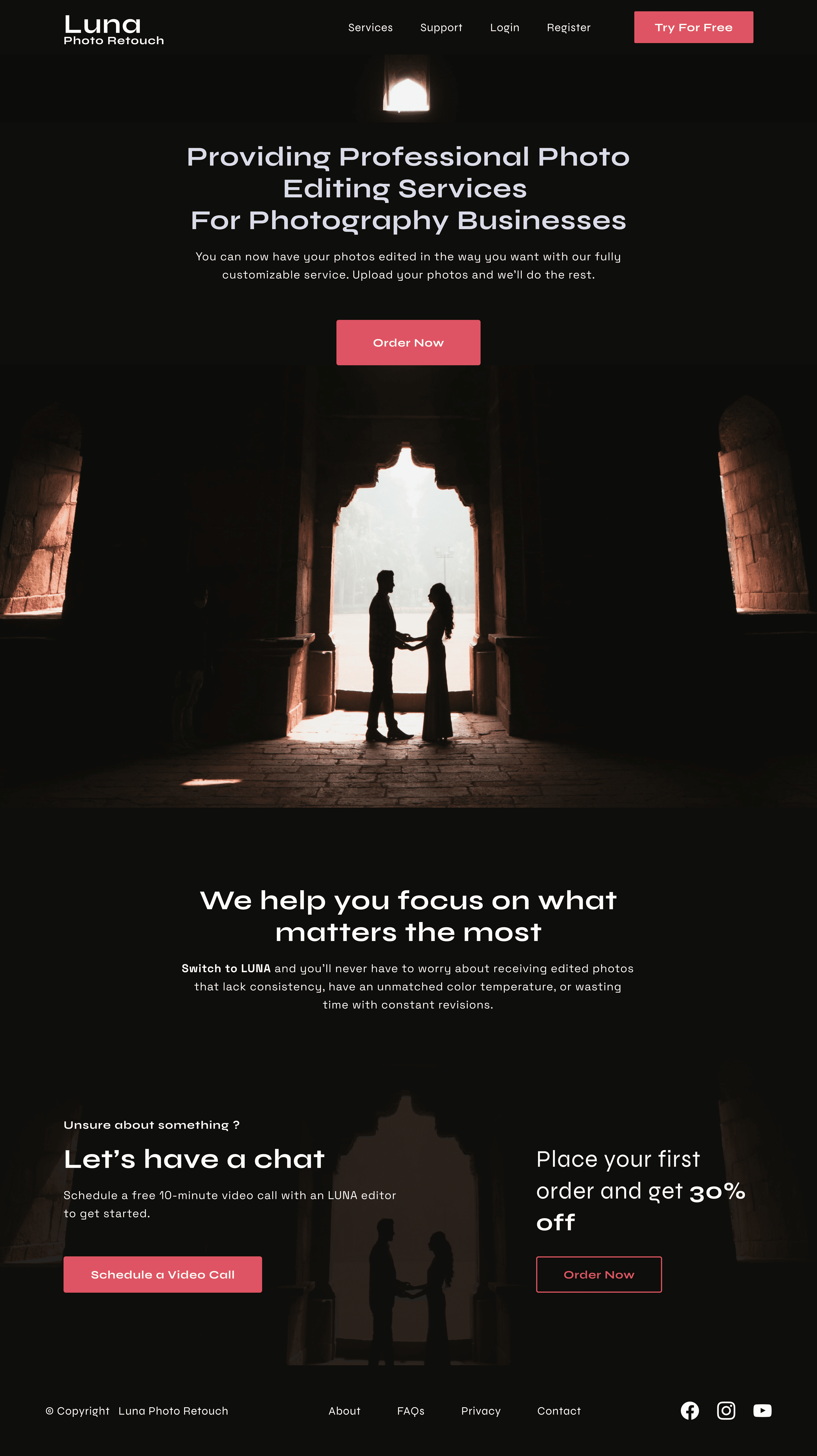 Website design for LUNA Photo Retouch